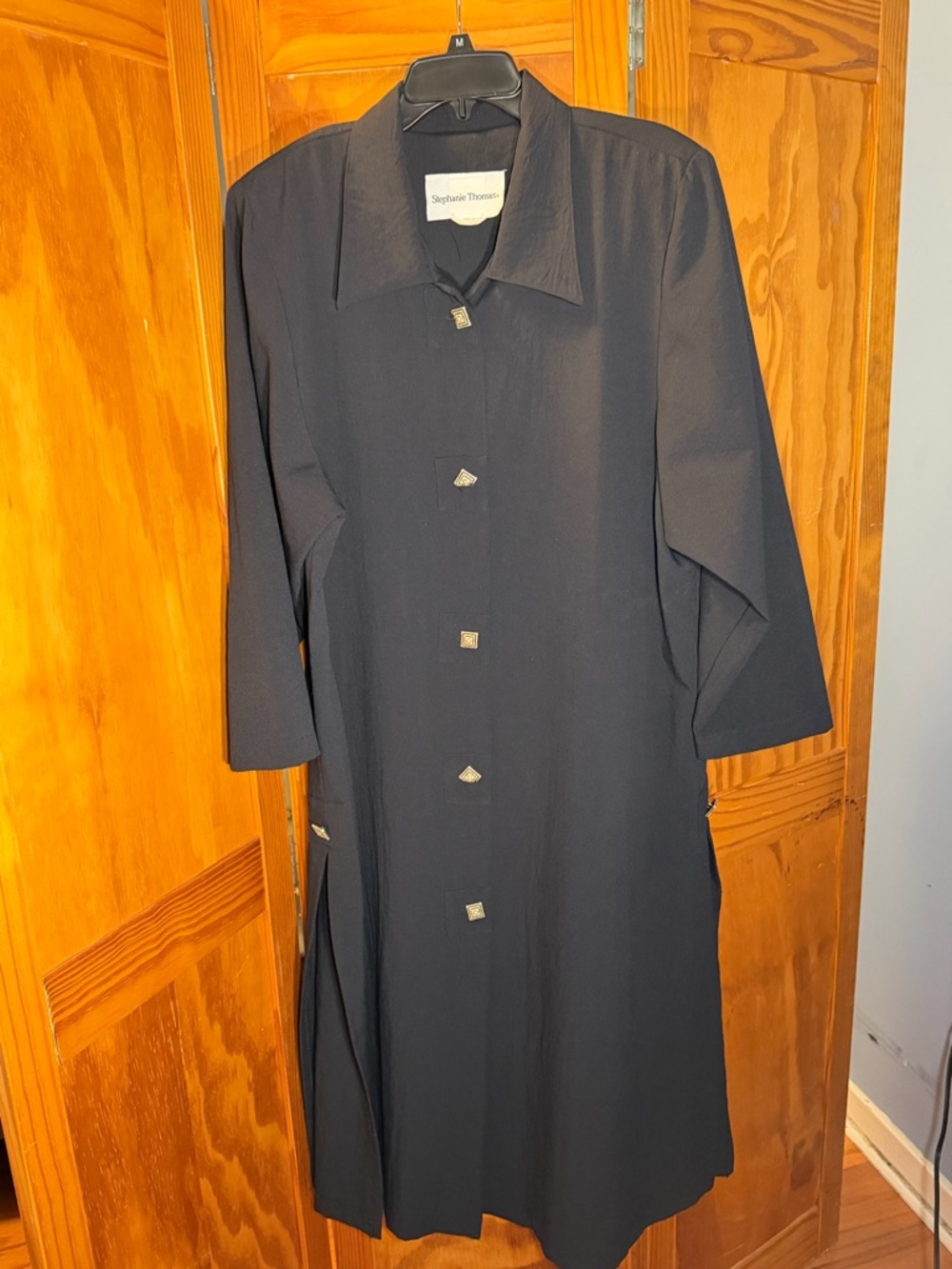Stephanie Thomas Vintage Black Button-Front Long Lagenlook Dress | Size 16